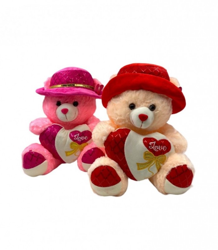 OSO C/ SOMBRERO Y CORAZON 40CM. (P84096)