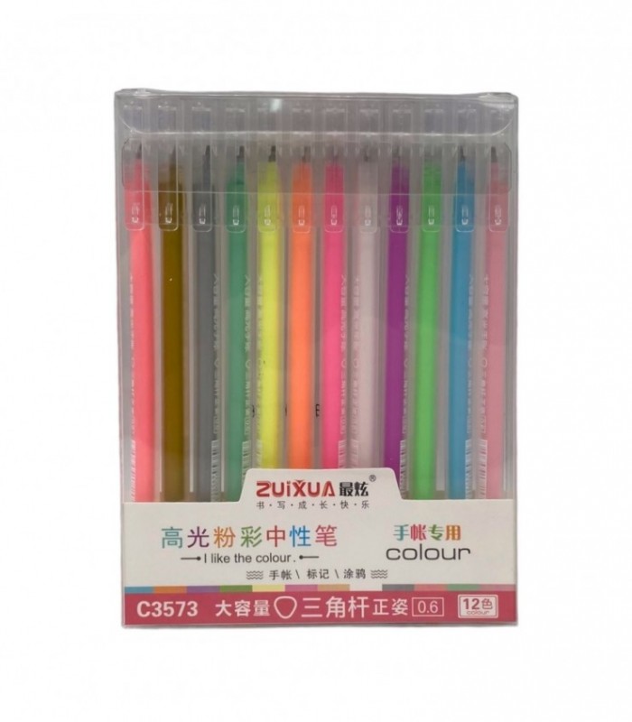 BOLIGRAFO FINO 12PCS FLUORECSENTES (C3573)