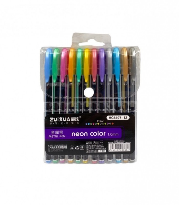 BOLIGRAFO GEL 12PCS METALICO (HC6407-12)