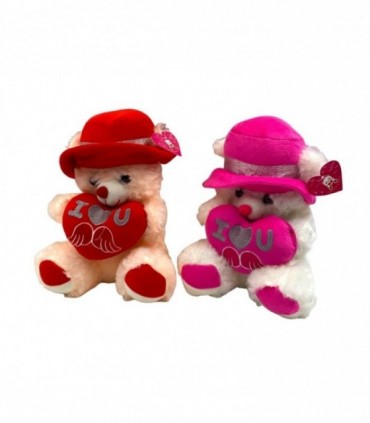 OSO C/ SOMBRERO Y CORAZON 25CM. (P82515)