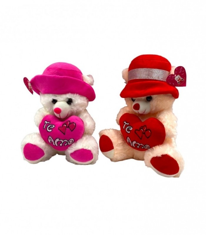 OSO C/ SOMBRERO Y CORAZON 25CM. (P82509)