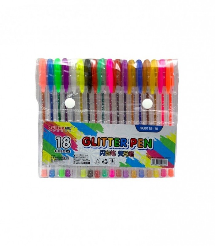 BOLIGRAFO GEL 18PCS C/ GLITTER (HG6119-18)