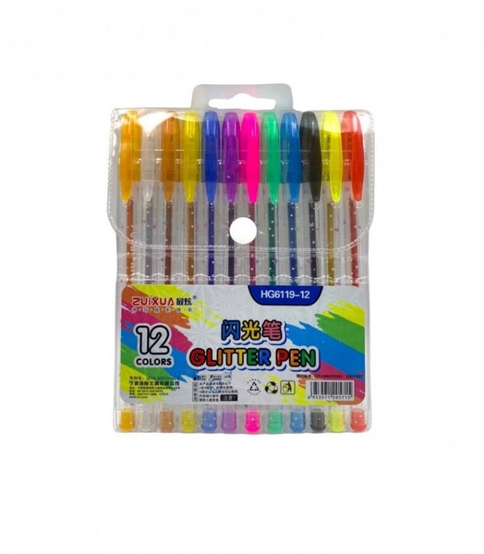 BOLIGRAFO GEL 12PCS C/ GLITTER (HG6119-12)