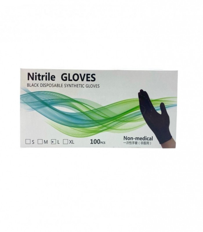 GUANTE NITRILE NEGRO 100PCS (OM18471L)