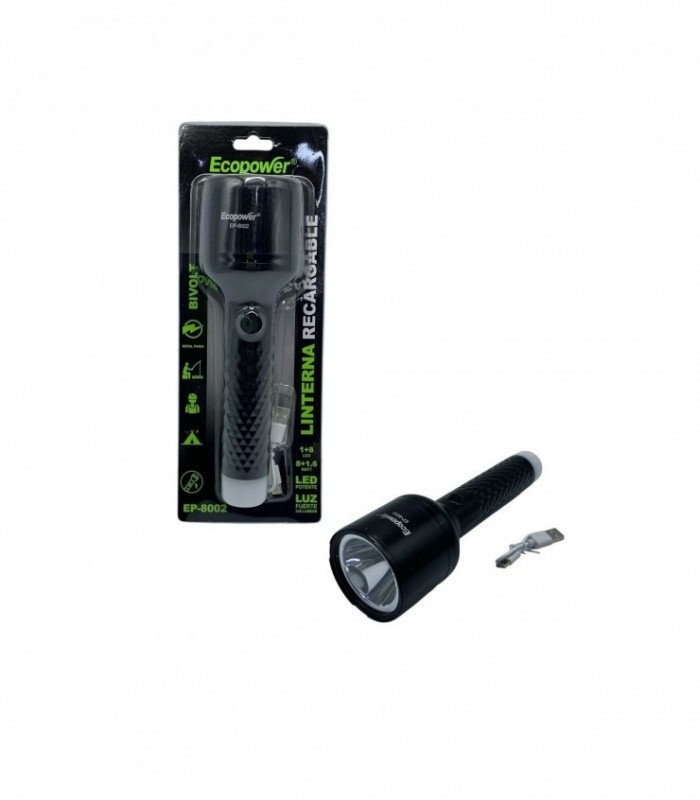 LINTERNA 1+8LED C/ USB. (EP8002)