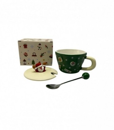 TAZA NAVIDAD C/ TAPA Y CUCHARA (SUP2034)