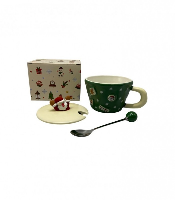 TAZA NAVIDAD C/ TAPA Y CUCHARA (SUP2034)