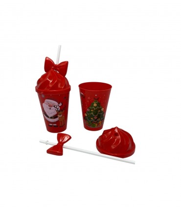 VASO NAVIDAD C/ PAJITA Y MONH. (SUP2353)