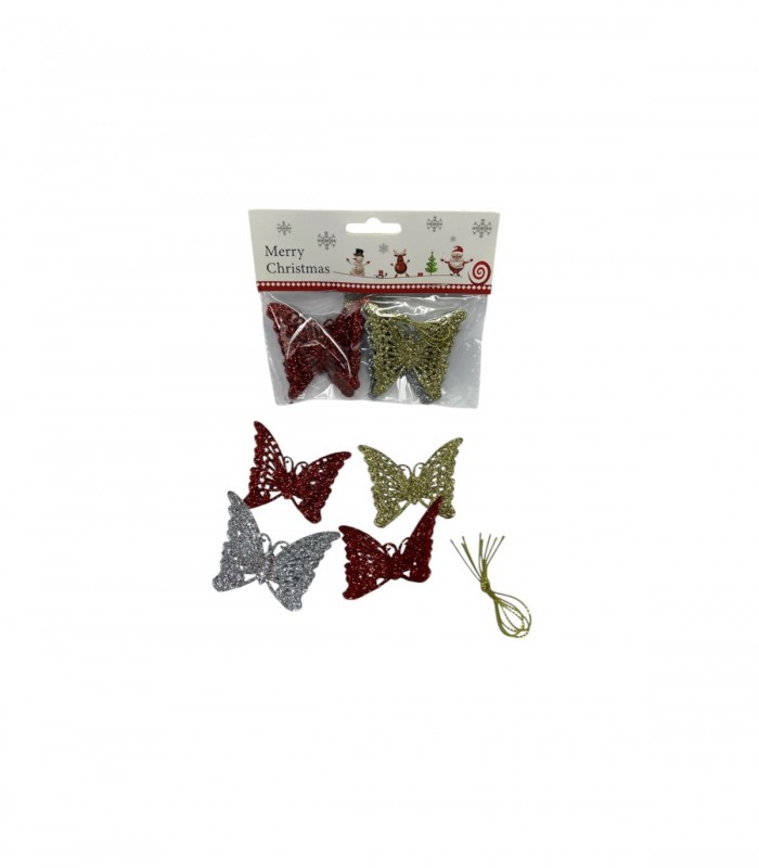 NAVIDAD MARIPOSA 4PCS 6CM. (SUP1891)